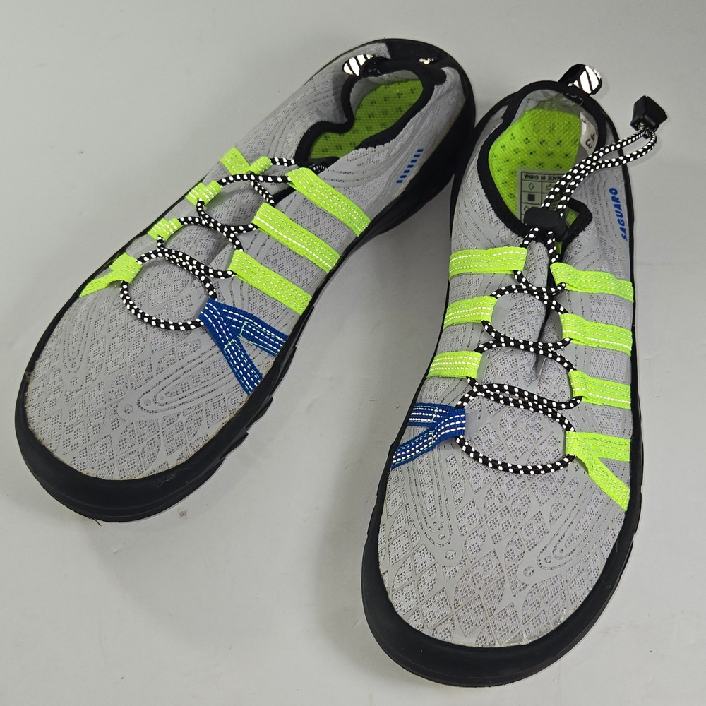 Saguaro Water Shoes Aqua Socks Grey Neon Yellow Blue Men Size 43/ 10 US